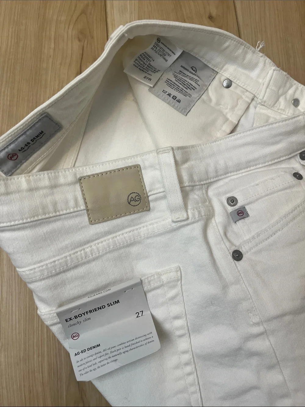 AG Adriano Goldschmied Women's Ex Boyfriend Slim Jeans slouchy white size 27 NWT